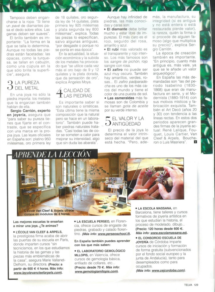 pagina de Telva especial Joyas y relojes