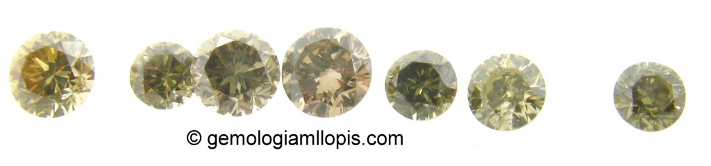 Algunos de los diamantes de color intenso seleccionados para ser estudiados