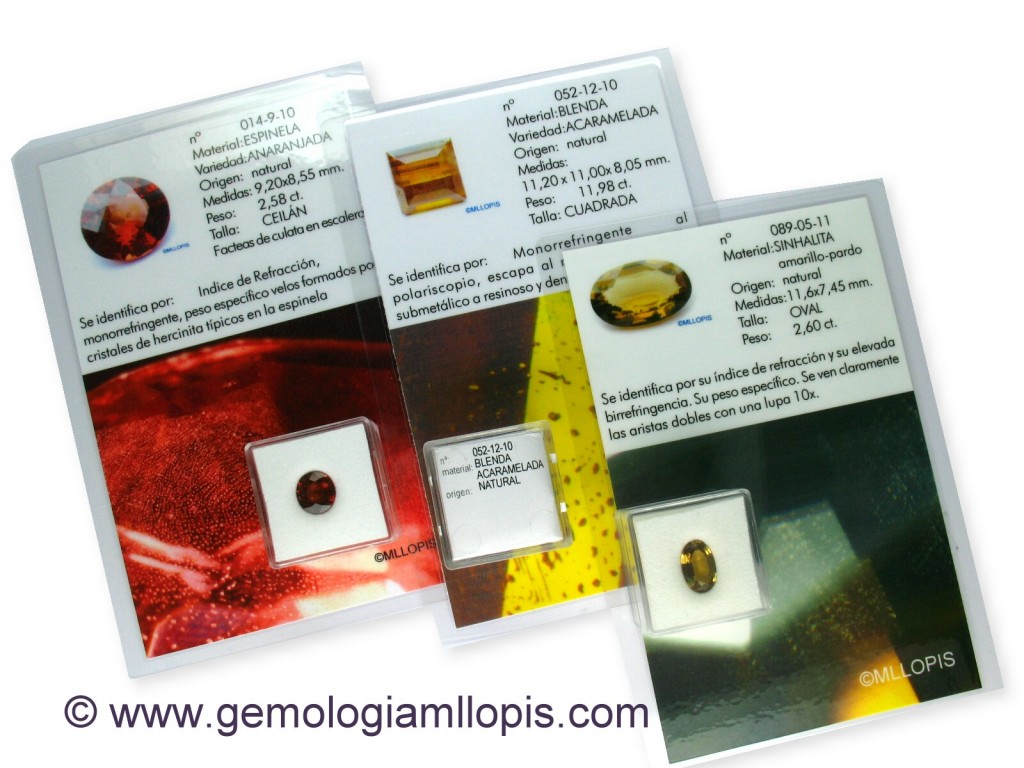 Piedras de colección con su ficha gemológica