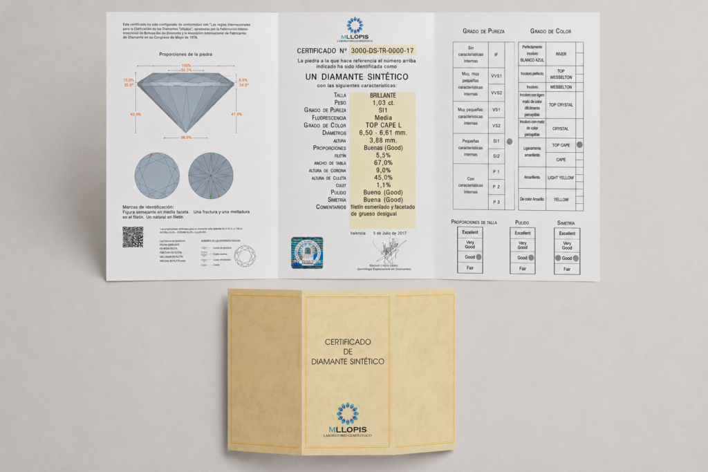 Tríptico de diamante sintético